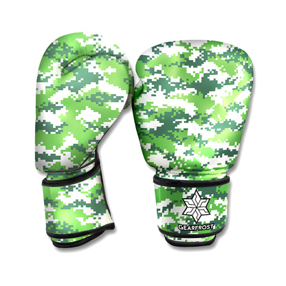 Green And White Digital Camo Print Boxing Gloves