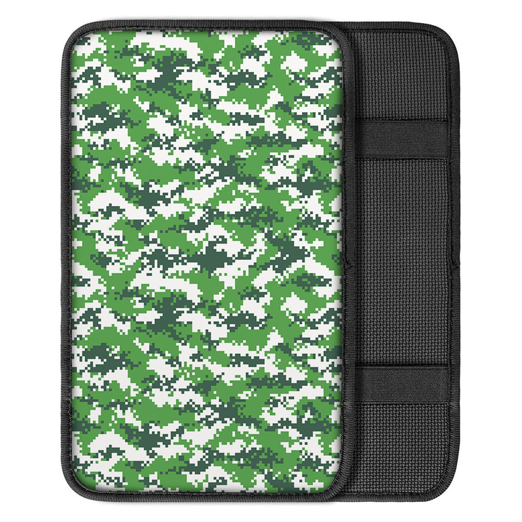 Green And White Digital Camo Print Car Center Console Cover