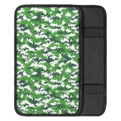 Green And White Digital Camo Print Car Center Console Cover