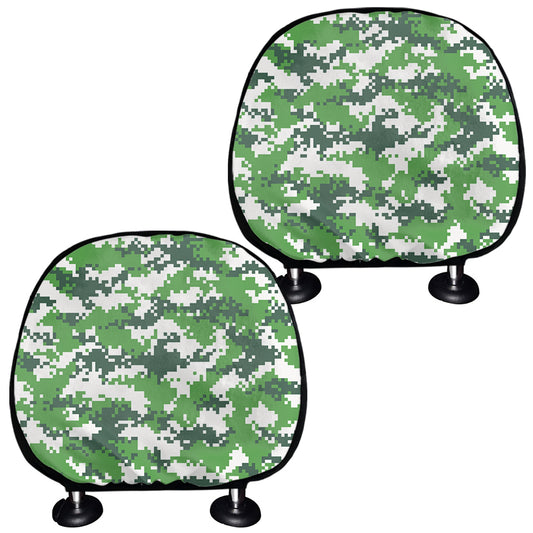 Green And White Digital Camo Print Car Headrest Covers