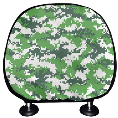 Green And White Digital Camo Print Car Headrest Covers