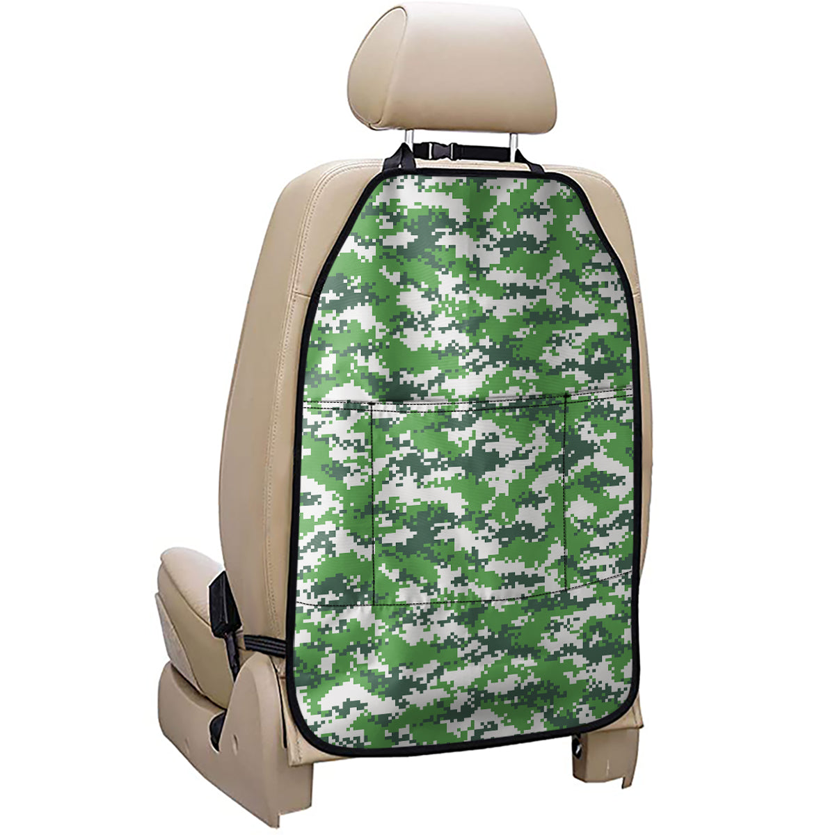 Green And White Digital Camo Print Car Seat Organizers