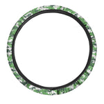 Green And White Digital Camo Print Car Steering Wheel Cover