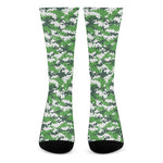 Green And White Digital Camo Print Crew Socks