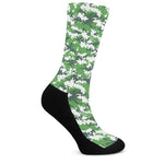 Green And White Digital Camo Print Crew Socks