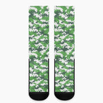 Green And White Digital Camo Print Crew Socks