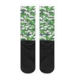 Green And White Digital Camo Print Crew Socks