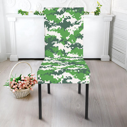 Green And White Digital Camo Print Dining Chair Slipcover