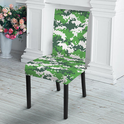 Green And White Digital Camo Print Dining Chair Slipcover