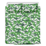 Green And White Digital Camo Print Duvet Cover Bedding Set