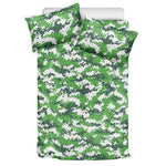Green And White Digital Camo Print Duvet Cover Bedding Set