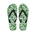 Green And White Digital Camo Print Flip Flops