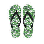 Green And White Digital Camo Print Flip Flops