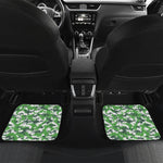 Green And White Digital Camo Print Front and Back Car Floor Mats
