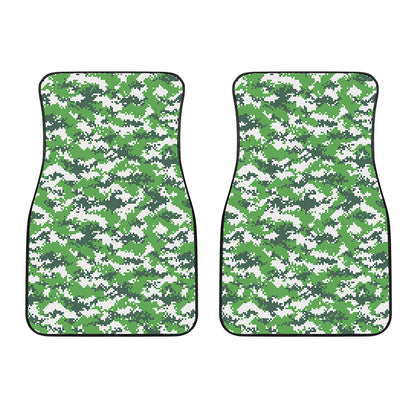Green And White Digital Camo Print Front Car Floor Mats