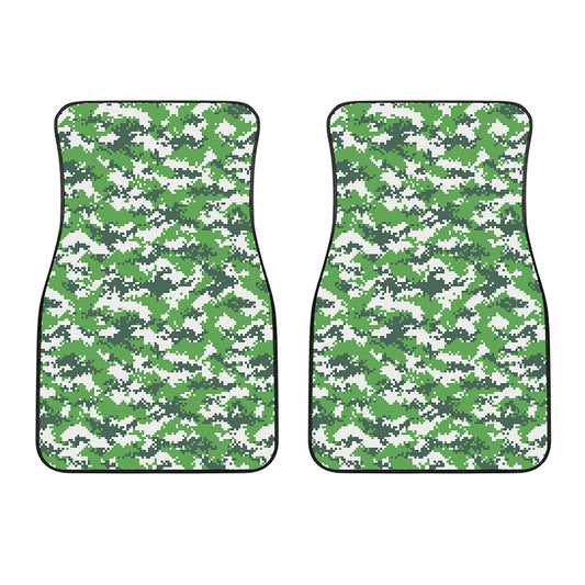 Green And White Digital Camo Print Front Car Floor Mats