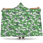 Green And White Digital Camo Print Hooded Blanket