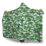 Green And White Digital Camo Print Hooded Blanket