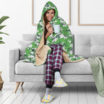 Green And White Digital Camo Print Hooded Blanket
