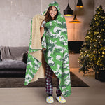 Green And White Digital Camo Print Hooded Blanket