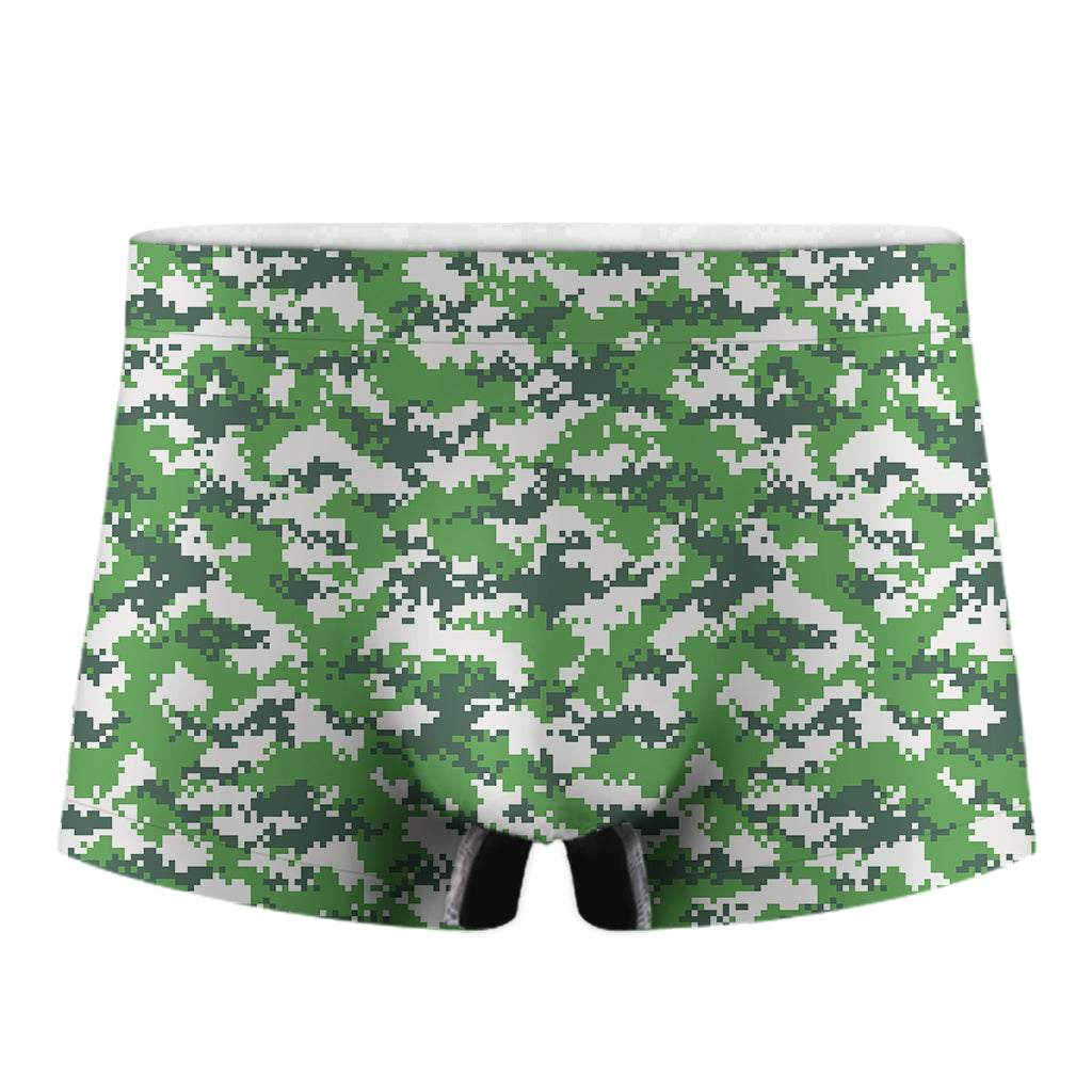 Green And White Digital Camo Print Men's Boxer Briefs