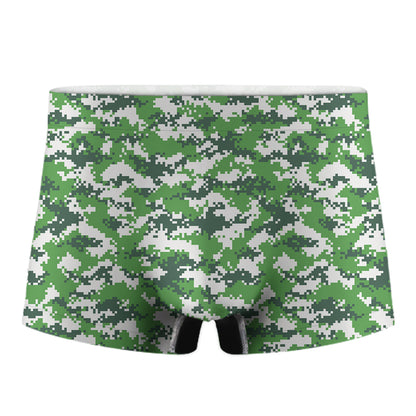 Green And White Digital Camo Print Men's Boxer Briefs