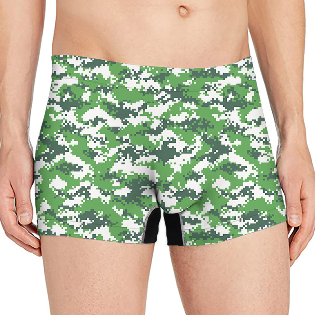 Green And White Digital Camo Print Men's Boxer Briefs