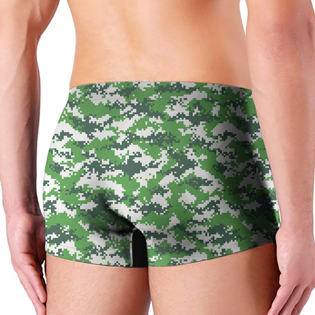 Green And White Digital Camo Print Men's Boxer Briefs