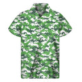 Green And White Digital Camo Print Men's Short Sleeve Shirt