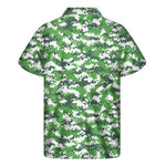 Green And White Digital Camo Print Men's Short Sleeve Shirt