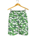 Green And White Digital Camo Print Men's Shorts