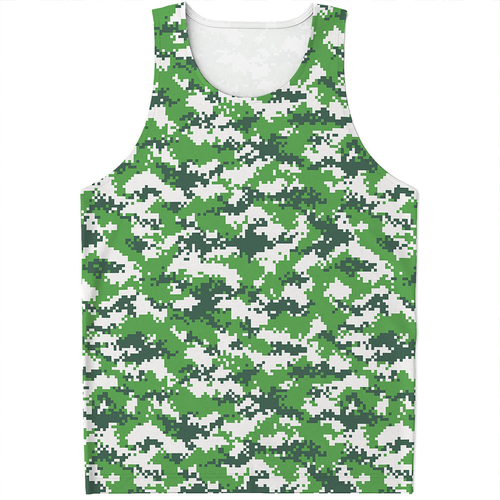 Green And White Digital Camo Print Men's Tank Top
