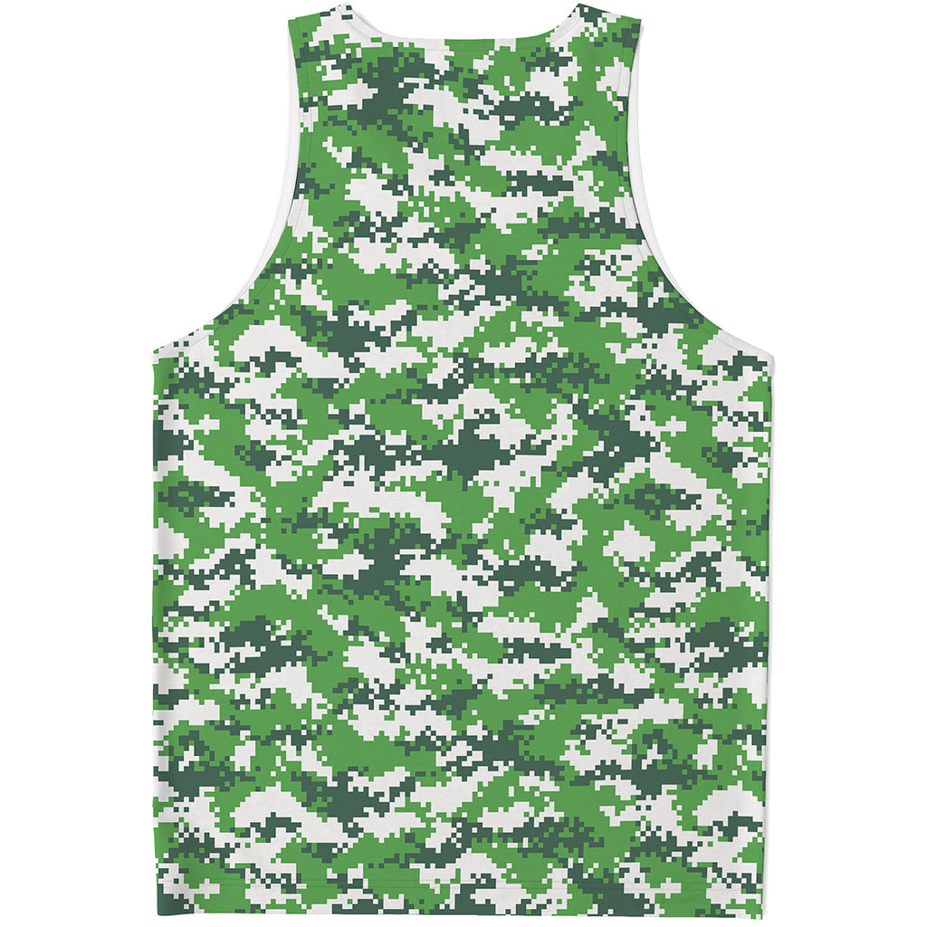 Green And White Digital Camo Print Men's Tank Top