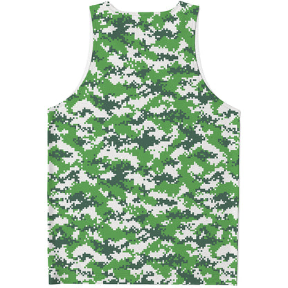 Green And White Digital Camo Print Men's Tank Top