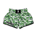 Green And White Digital Camo Print Muay Thai Boxing Shorts