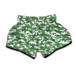 Green And White Digital Camo Print Muay Thai Boxing Shorts