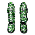 Green And White Digital Camo Print Muay Thai Shin Guards