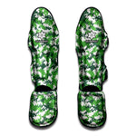 Green And White Digital Camo Print Muay Thai Shin Guard