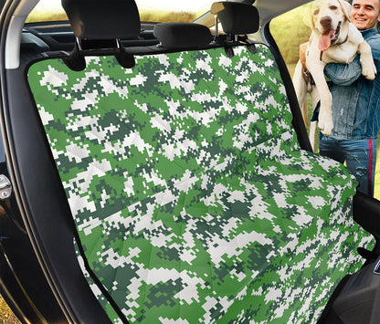 Green And White Digital Camo Print Pet Car Back Seat Cover