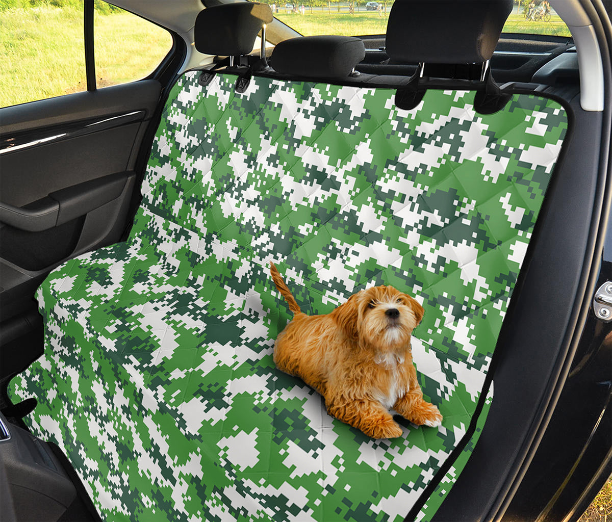 Green And White Digital Camo Print Pet Car Back Seat Cover