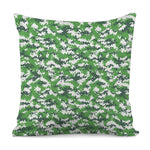 Green And White Digital Camo Print Pillow Cover