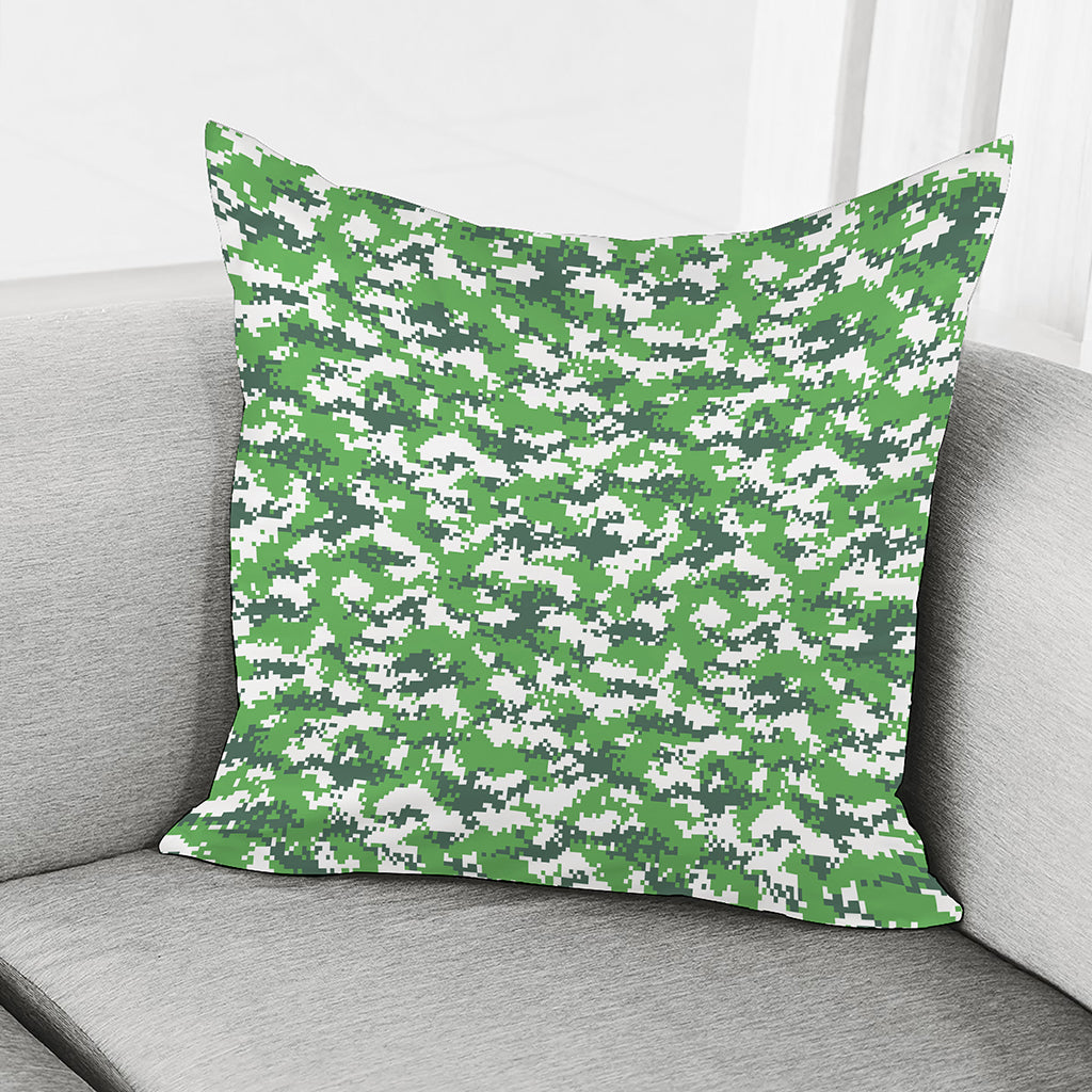 Green And White Digital Camo Print Pillow Cover