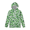 Green And White Digital Camo Print Pullover Hoodie