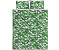 Green And White Digital Camo Print Quilt Bed Set