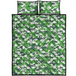 Green And White Digital Camo Print Quilt Bed Set