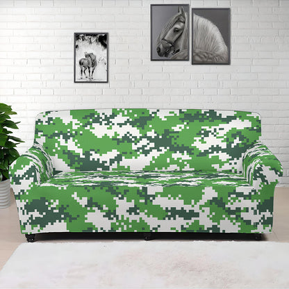 Green And White Digital Camo Print Sofa Cover