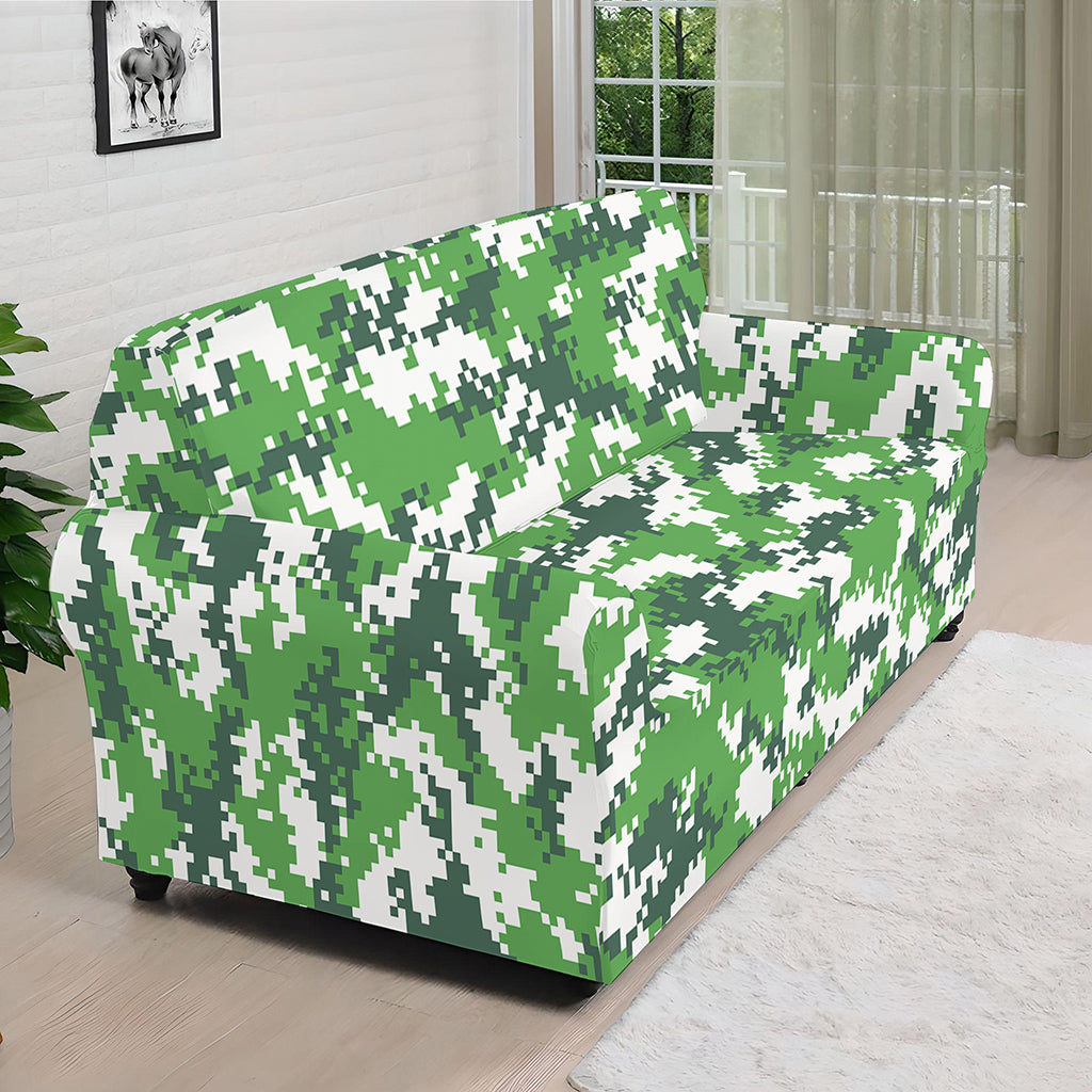 Green And White Digital Camo Print Sofa Cover