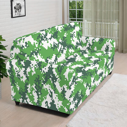 Green And White Digital Camo Print Sofa Cover