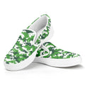 Green And White Digital Camo Print White Slip On Sneakers