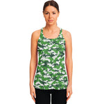 Green And White Digital Camo Print Women's Racerback Tank Top